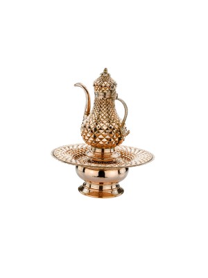 Bakır İbrik Piramit işlemeli